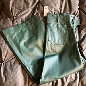 Maeve Teal Faux Leather Pants- Anthropologie- NWT